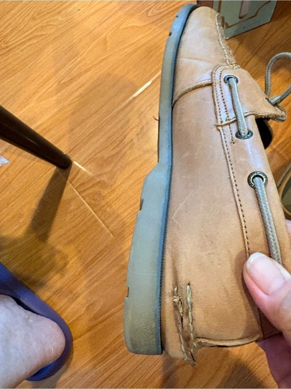 Pre Own Sperry Top-Sider Leather Authentic Boat Shoes Tan/Brown- Size 12